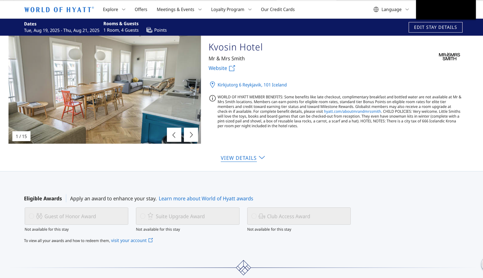 potential hyatt hotel to book on points in Iceland