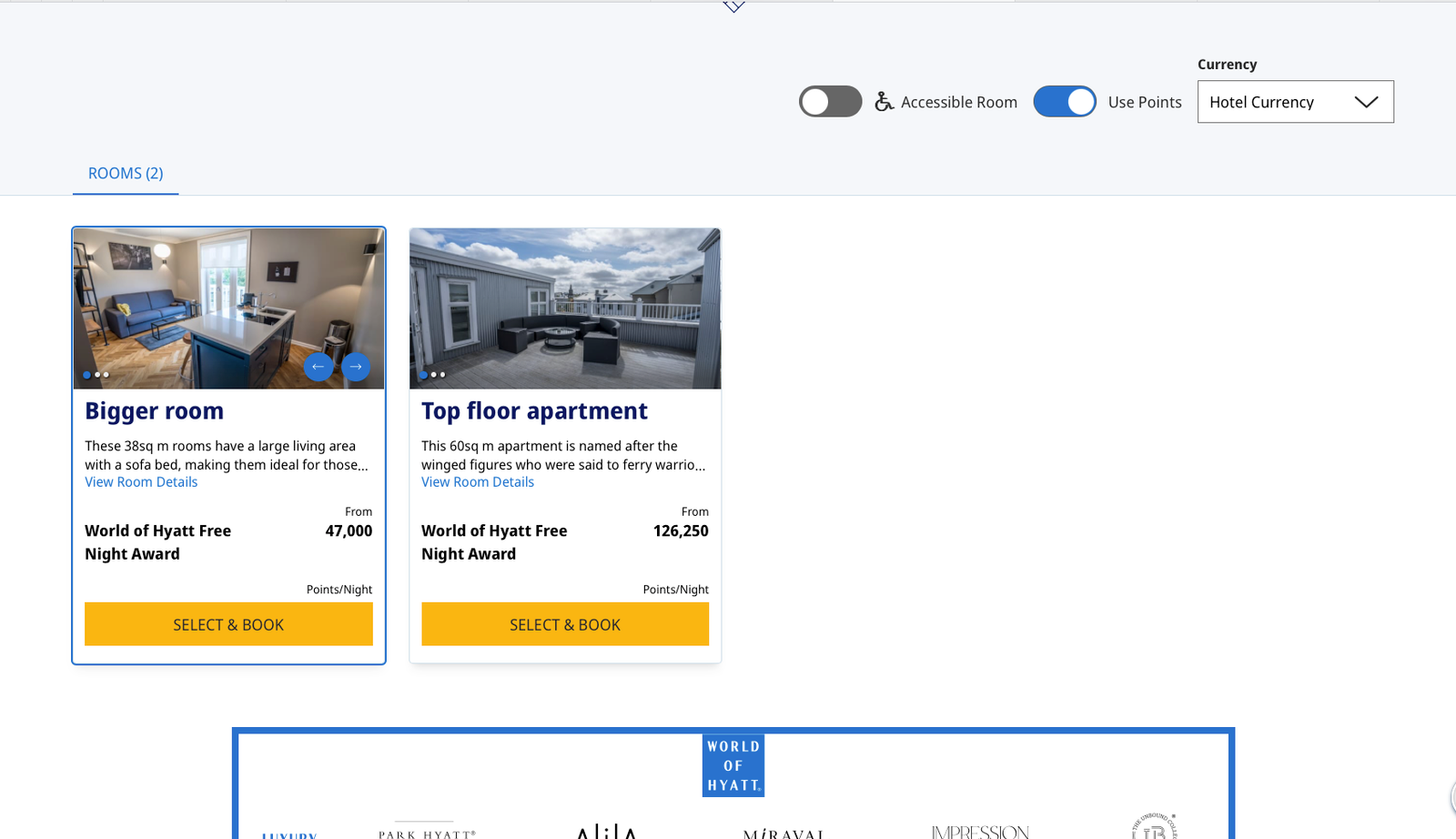 hyatt points booking for iceland