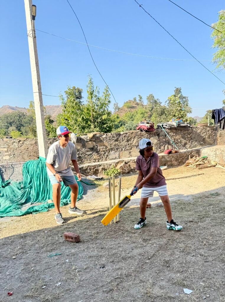 kids playing cricket in Rajasthan India, family travel with kids
